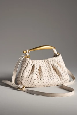 Asymmetrical Hardware Woven Satchel