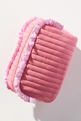 Ruffle Quilted Cosmetic Bag
