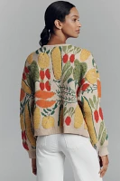 Maeve Veggie-Embellished Cardigan Sweater