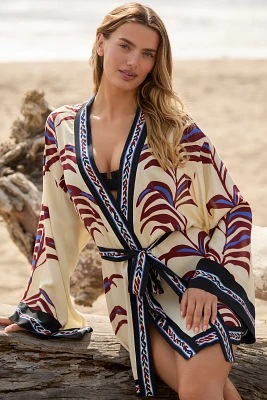 Bel Kazan Long-Sleeve Graphic Tie-Belt Top