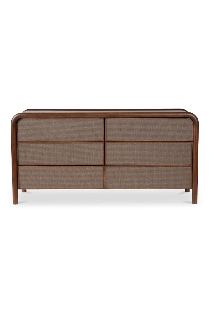 Rye Tatami-Mat Tropical Hardwood Six-Drawer Dresser