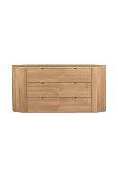 Theo Solid Oak Rounded Six-Drawer Dresser