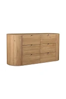 Theo Solid Oak Rounded Six-Drawer Dresser