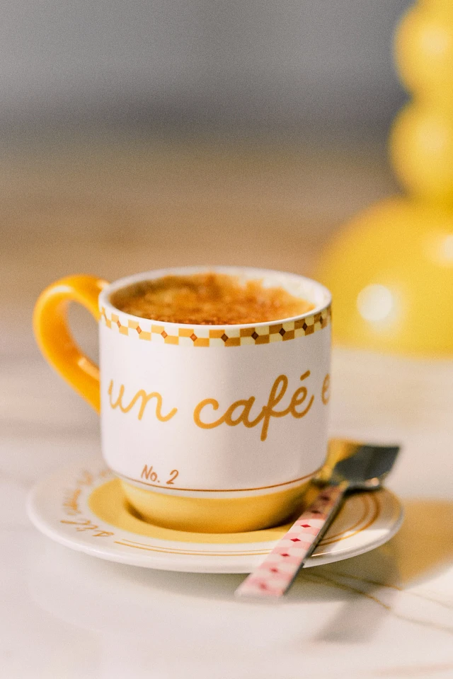 Anthropologie Caf Violette Handpainted Stoneware Espresso Cup & Saucer |  Hawthorn Mall