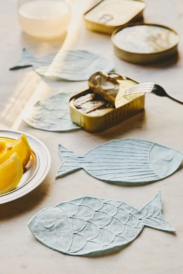 Novelty Piecework Linen Cocktail Napkins, Set of 4