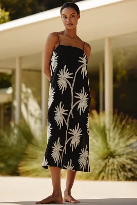 Traffic People Palm Tree Embroidered Tunic Dress