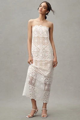 BHLDN Strapless Eyelet Column Maxi Dress