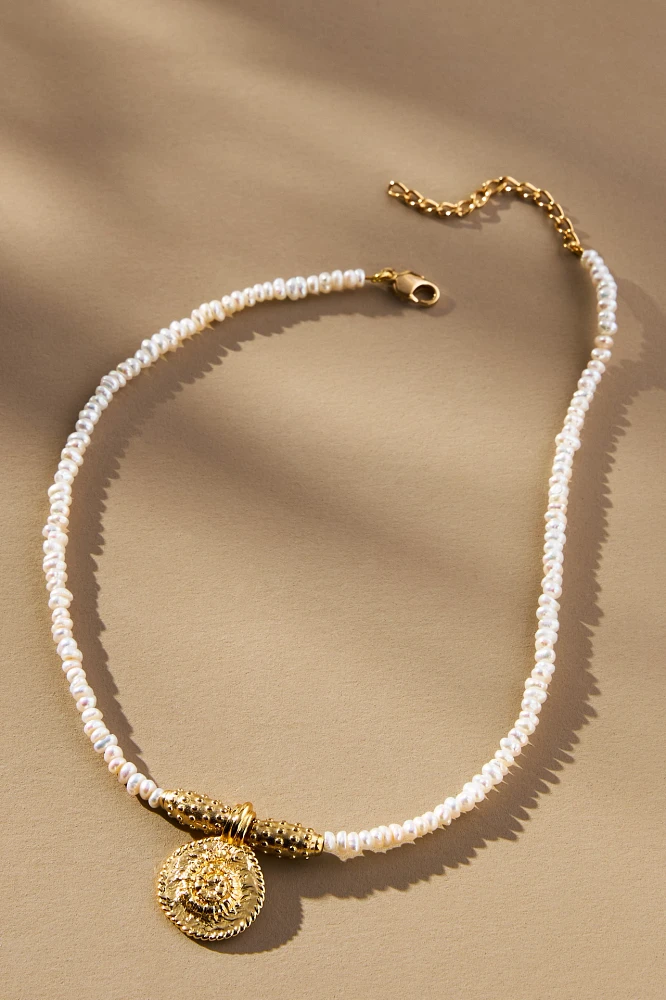 By Alona Adella Beaded Pearl Charm Necklace