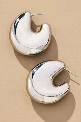 Curved Chunky Metal Hoop Earrings