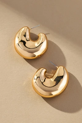 Curved Chunky Metal Hoop Earrings