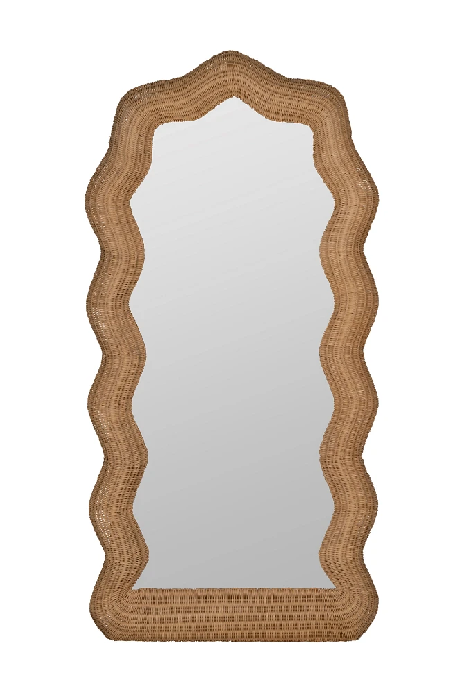 Maxine Rattan Scalloped Floor Mirror