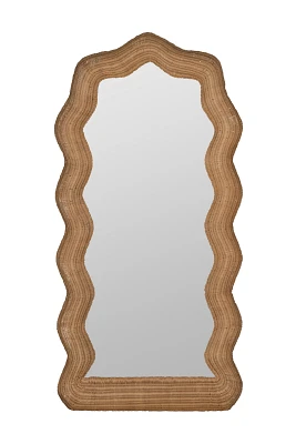 Maxine Rattan Scalloped Floor Mirror