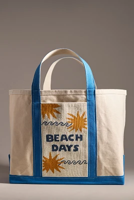 Beaded Large Canvas Tote Bag