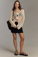 Crochet 3D Rosette Cardigan Sweater