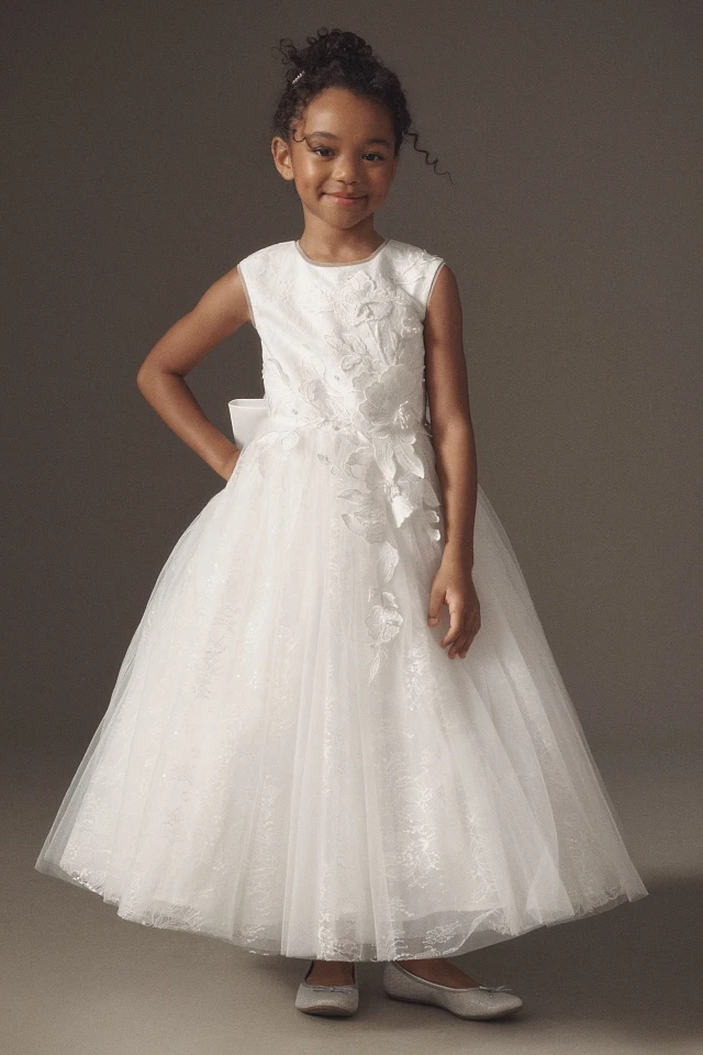 Princess Daliana Sparkling Floral & Bow Flower Girl Dress | The Summit