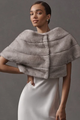 Theia Faux-Mink Fur Off-The-Shoulder Capelet