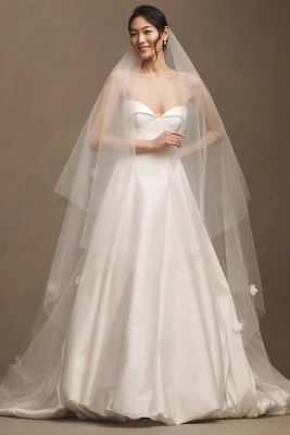 Jenny Yoo Josephine Floral Appliqué Tulle Veil