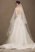 Jenny Yoo Josephine Floral Appliqué Tulle Veil