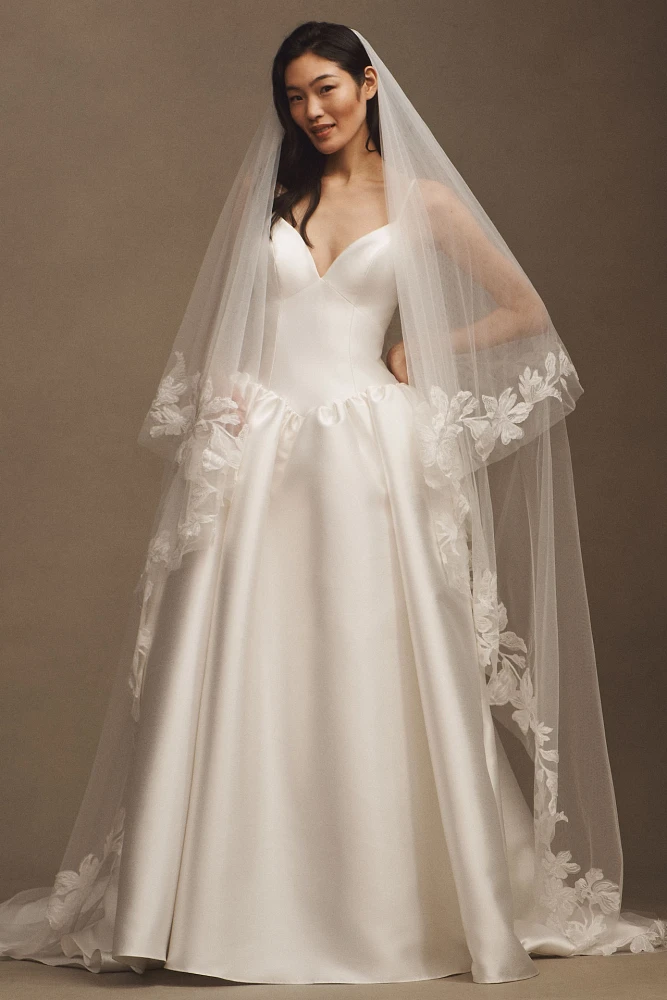 Jenny Yoo Ezra Floral Appliqué Cathedral Veil