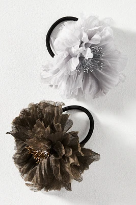 Fabric Flower Hair Ties, Set of 2