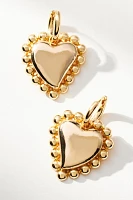 Studded Heart Charm Huggie Earrings