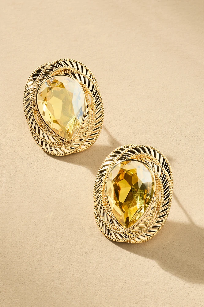 Spiraled Stone Post Earrings