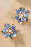The Pink Reef Handpainted Flower Earrings
