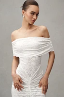 Ronny Kobo Tamsin Off-The-Shoulder Ruched Lace Maxi Dress