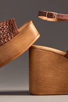 By Anthropologie Open-Toe Woven Wood-Bottom Platform Heels