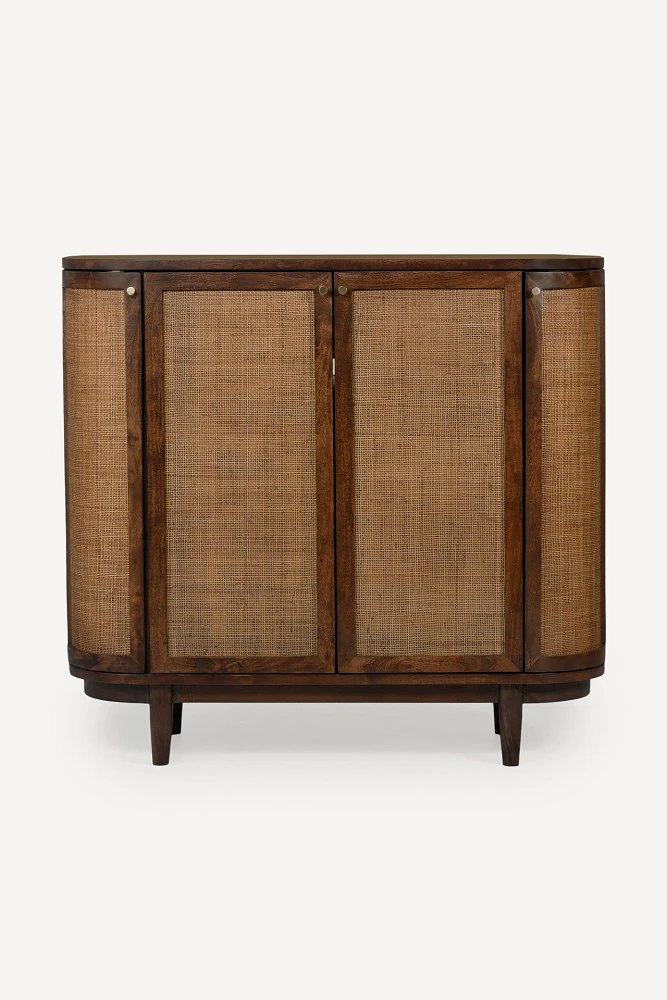 Canggu Acacia Cane Curved Storage Cabinet