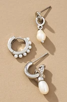 Pearl Huggie Earrings, Set of 3