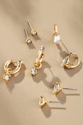 Crystal Post & Huggie Hoop Earrings, Set of 4