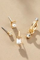 Crystal Post & Huggie Hoop Earrings, Set of 4