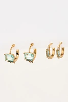 Dainty Crystal Huggie Hoop Earrings, Set of 2