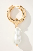 Pearl Drop Huggie Hoop Earrings