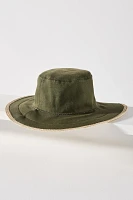 Straw-Trim Canvas Bucket Hat