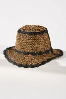 By Anthropologie Straw Piped Bucket Hat