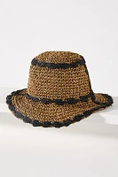 By Anthropologie Straw Piped Bucket Hat