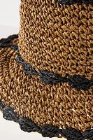 By Anthropologie Straw Piped Bucket Hat