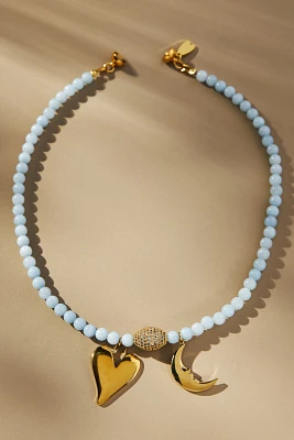 NOTTE Jewelry Moonlight Lovers Beaded Charm Necklace