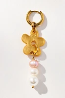 NOTTE Jewelry Flower Pow Pow Pearl Huggie Hoop Earrings