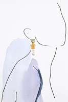 NOTTE Jewelry Flower Pow Pow Pearl Huggie Hoop Earrings