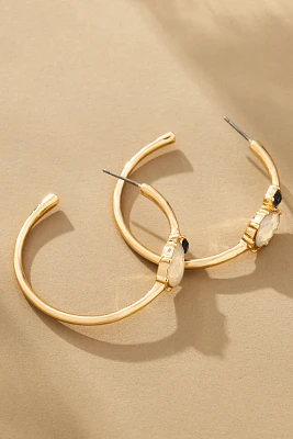 Double Stone Hoop Earrings