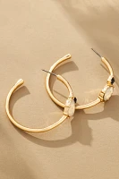 Double Stone Hoop Earrings