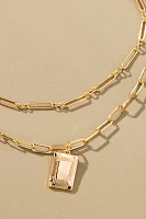 Rectangle Charm Layered Necklace