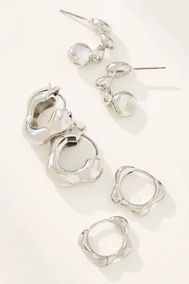 Wavy Huggie Hoop Earrings