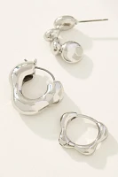 Wavy Huggie Hoop Earrings