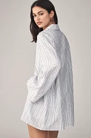Flat White Long-Sleeve Tie-Front Tunic Top