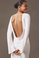 BHLDN Long-Sleeve Cowl-Back Drop-Waist Side-Slit Maxi Dress