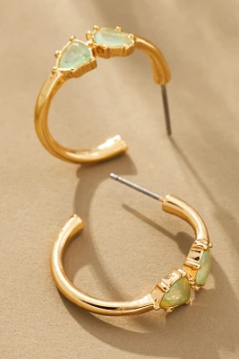 By Anthropologie Double Stone Midi Hoop Earrings